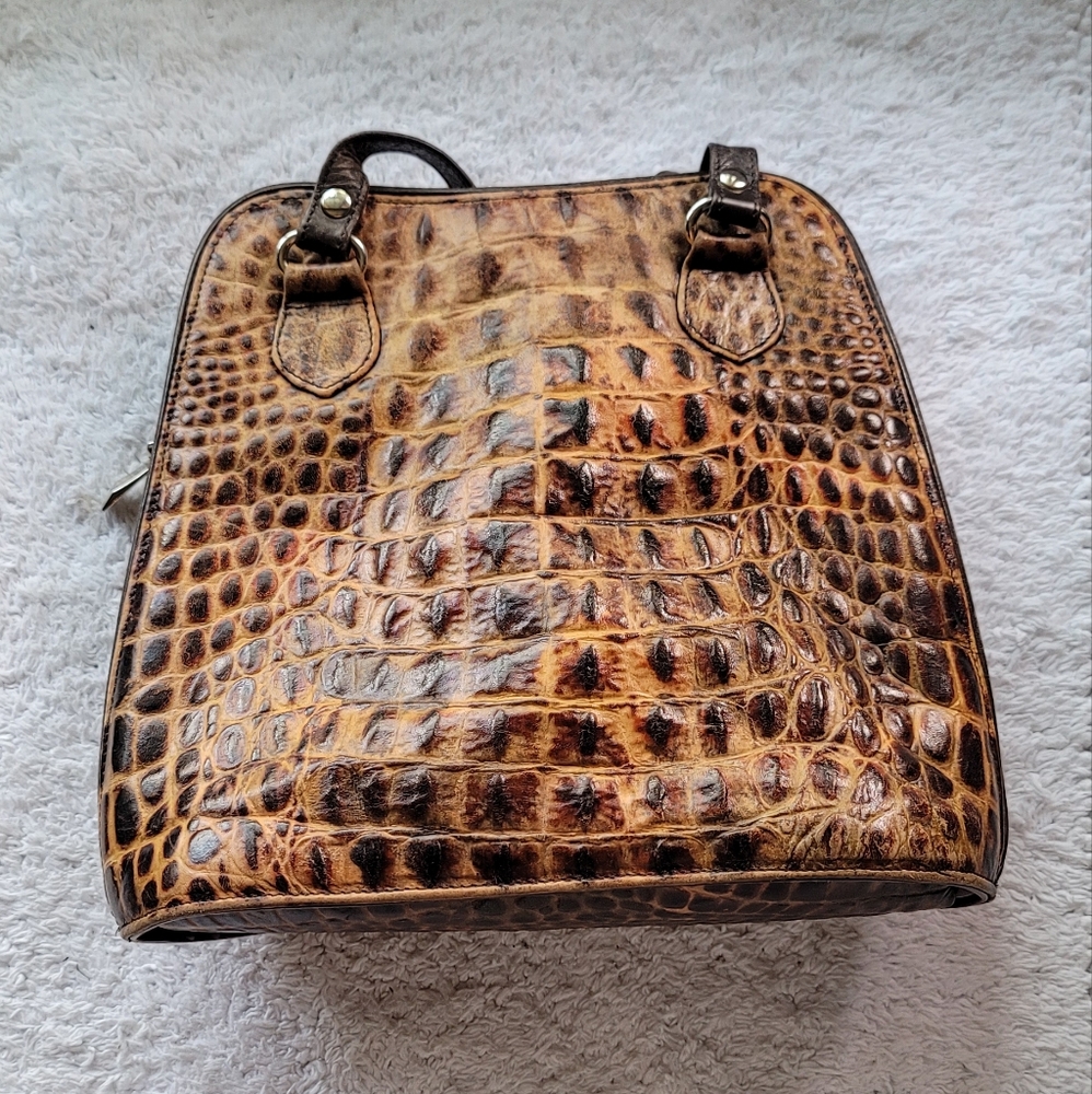 Due Fratelli Genuine Leather Handbag - Croc Embossed, Made in Canada